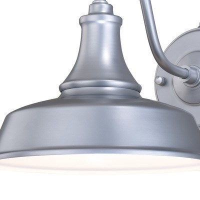 9-in Outdoor Wall Light Satin Silver and White