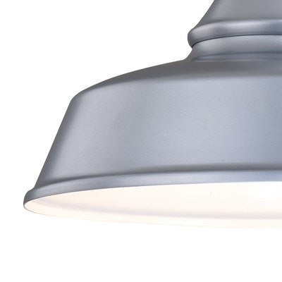9-in Outdoor Wall Light Satin Silver and White