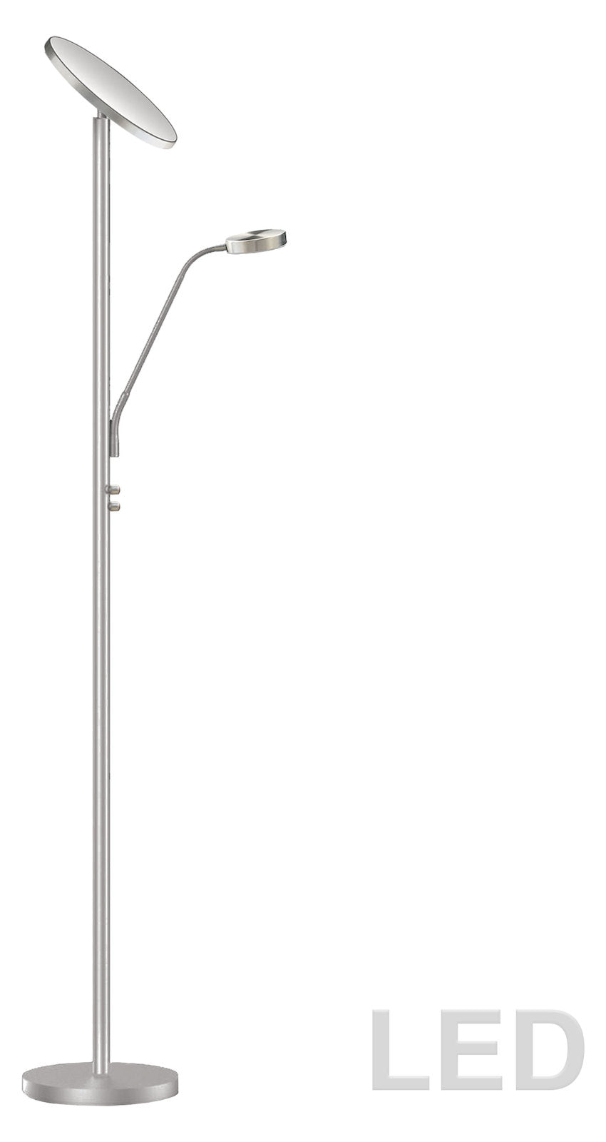 Mother & Son Led Floor Lamp Satin Nickel Finish by Dainolite