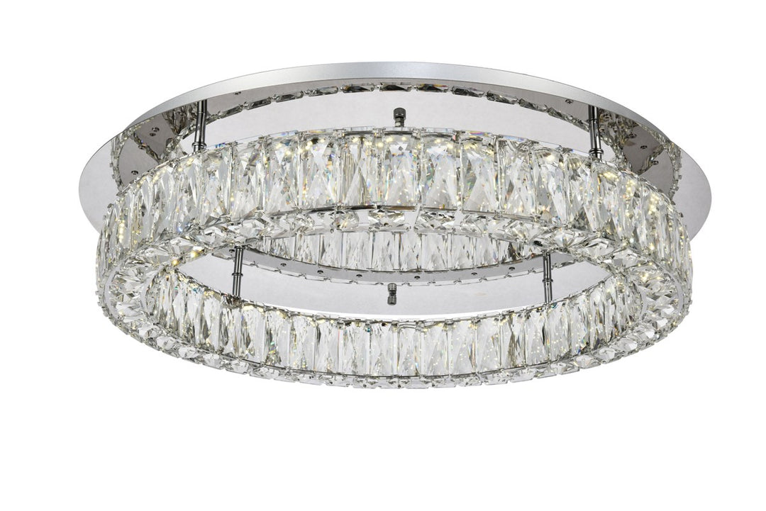 LED light Chrome Flush Mount Clear Royal Cut Crystal