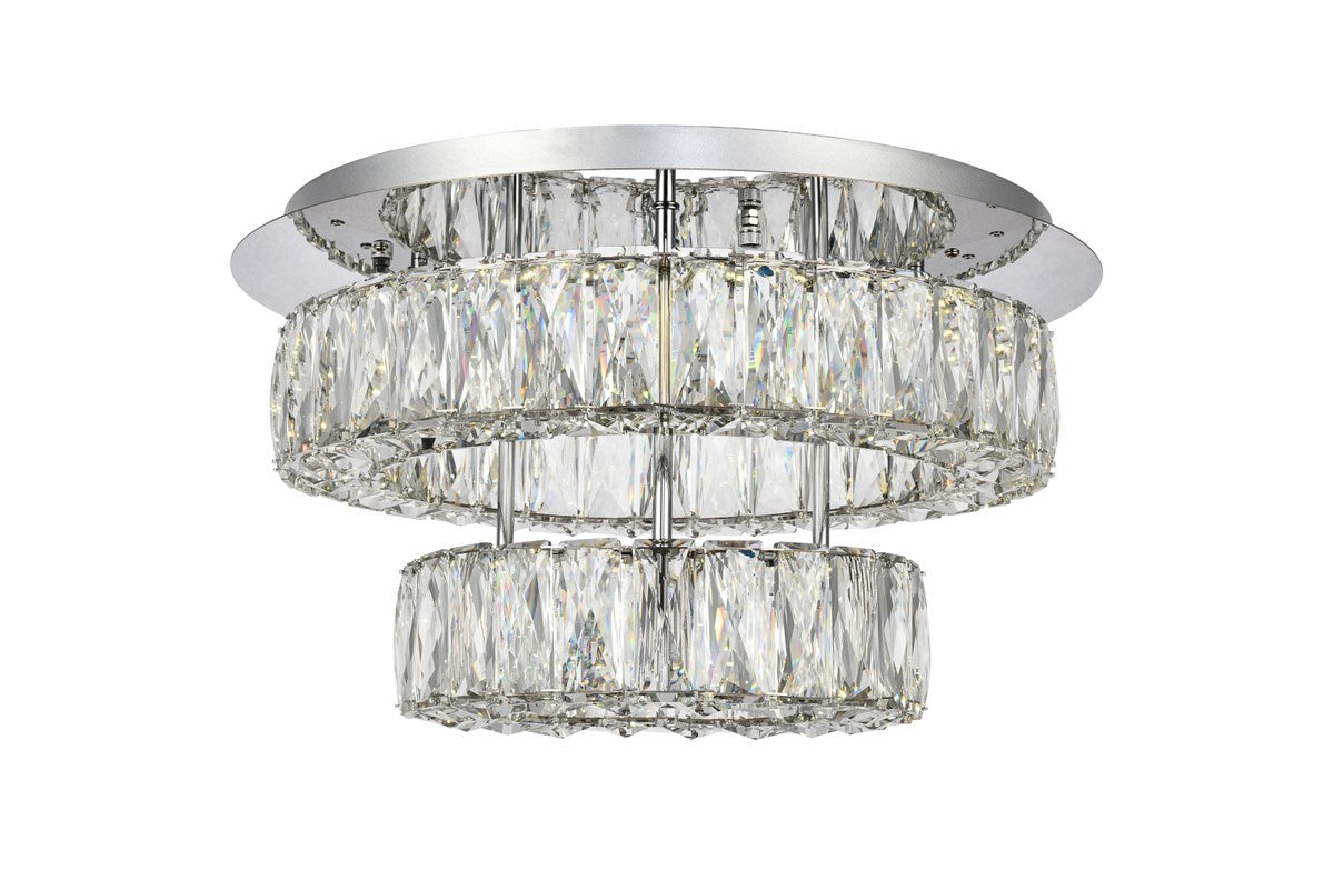 LED light Chrome Flush Mount Clear Royal Cut Crystal by Elegant Lighting