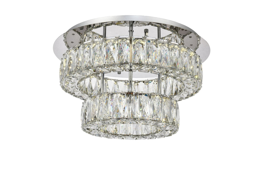 LED light Chrome Flush Mount Clear Royal Cut Crystal