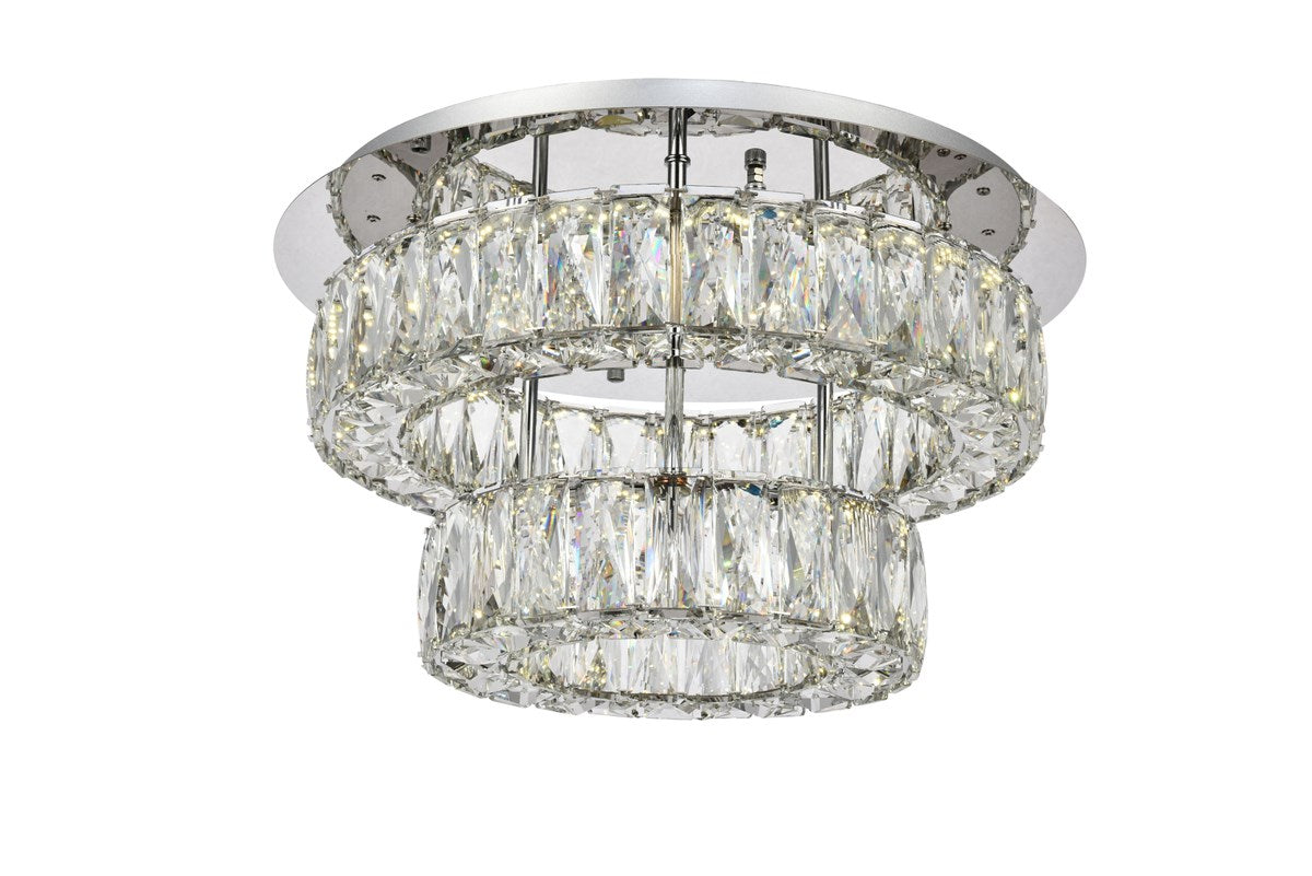 LED light Chrome Flush Mount Clear Royal Cut Crystal