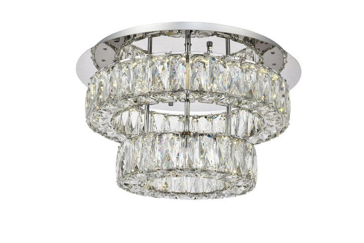 LED light Chrome Flush Mount Clear Royal Cut Crystal