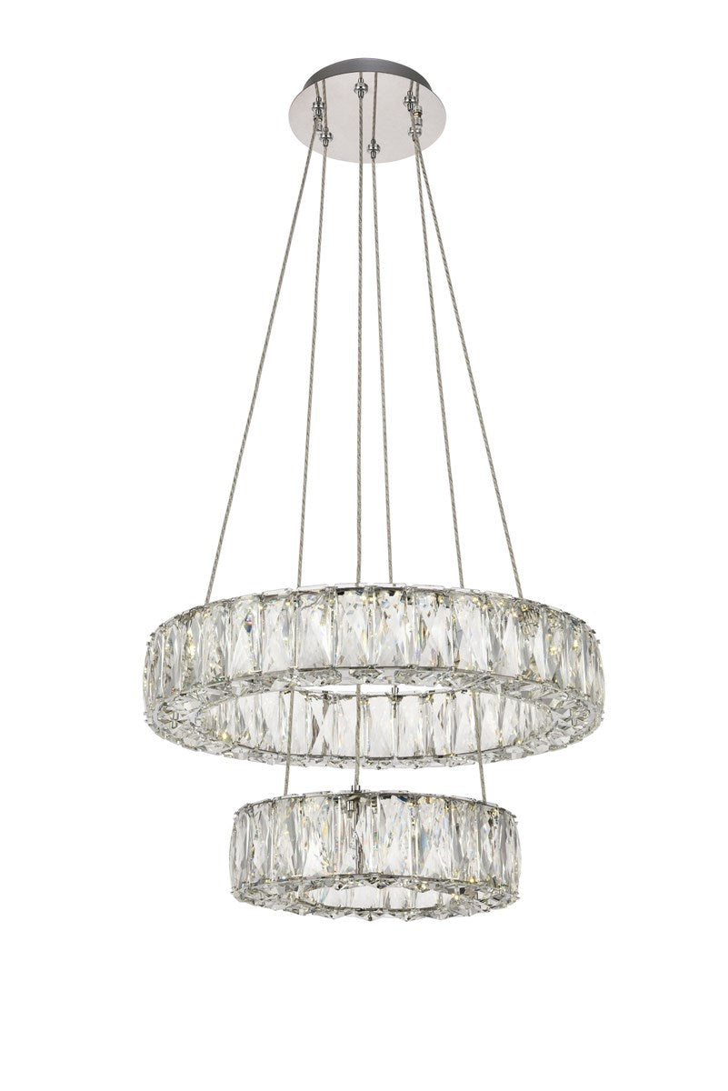 Integrated LED chip light Chrome Pendant Clear Royal Cut Crystal