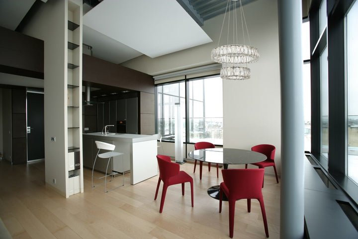 Integrated LED chip light Chrome Pendant Clear Royal Cut Crystal
