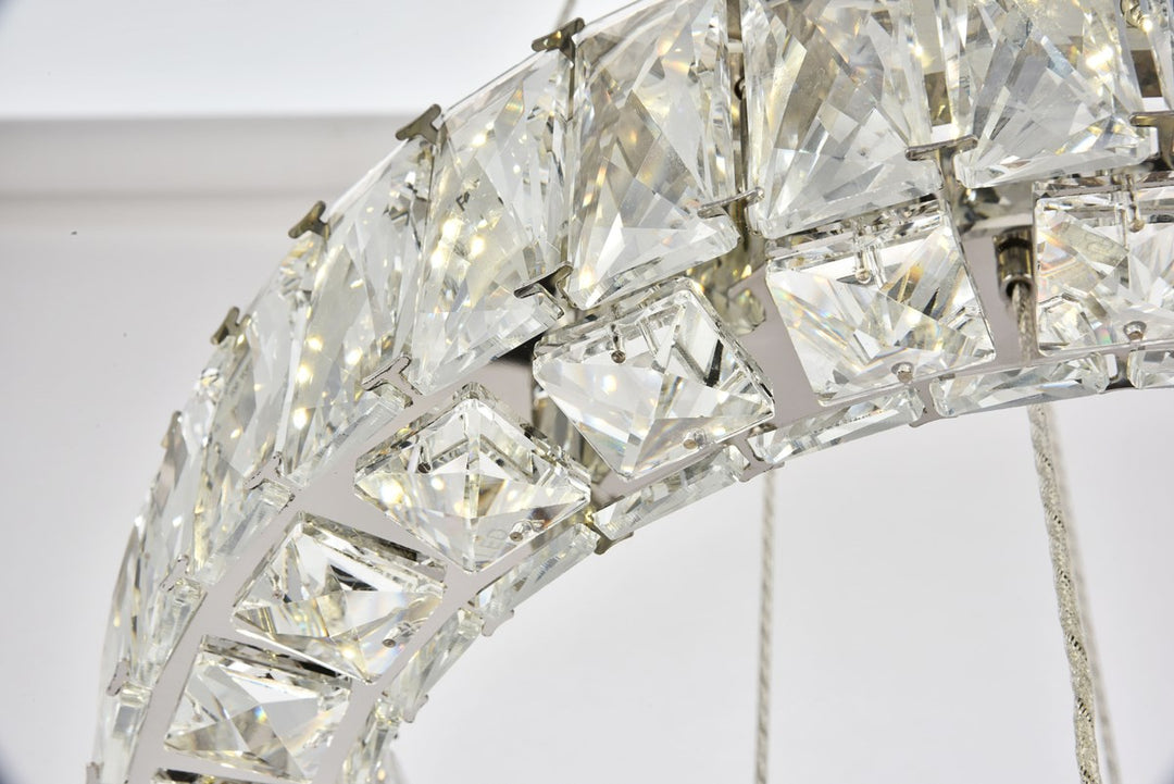 Integrated LED chip light Chrome Pendant Clear Royal Cut Crystal