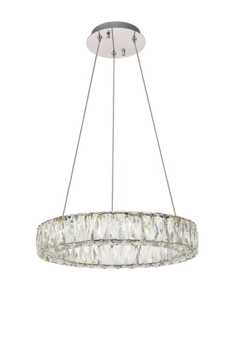 Integrated LED chip light Chrome Pendant Clear Royal Cut Crystal by Elegant Lighting