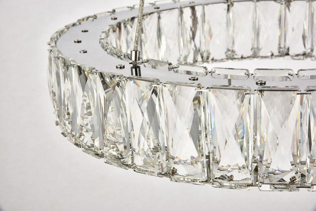 Integrated LED chip light Chrome Pendant Clear Royal Cut Crystal