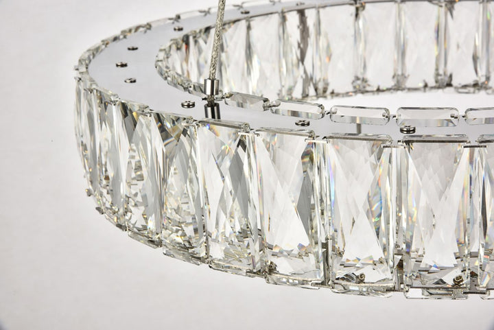 Integrated LED chip light Chrome Pendant Clear Royal Cut Crystal