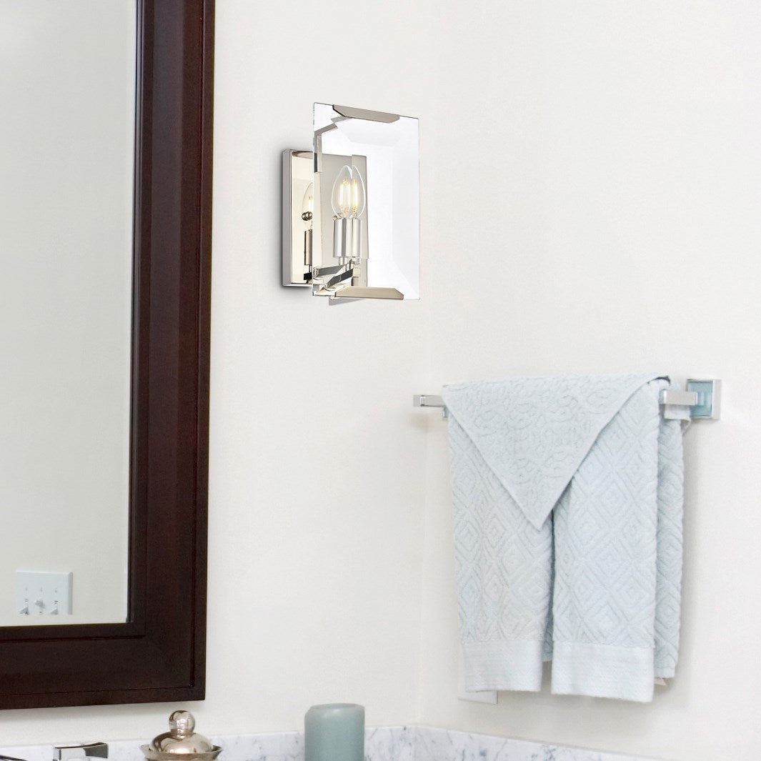 1 light Golden Iron Wall Sconce Glass Crystal