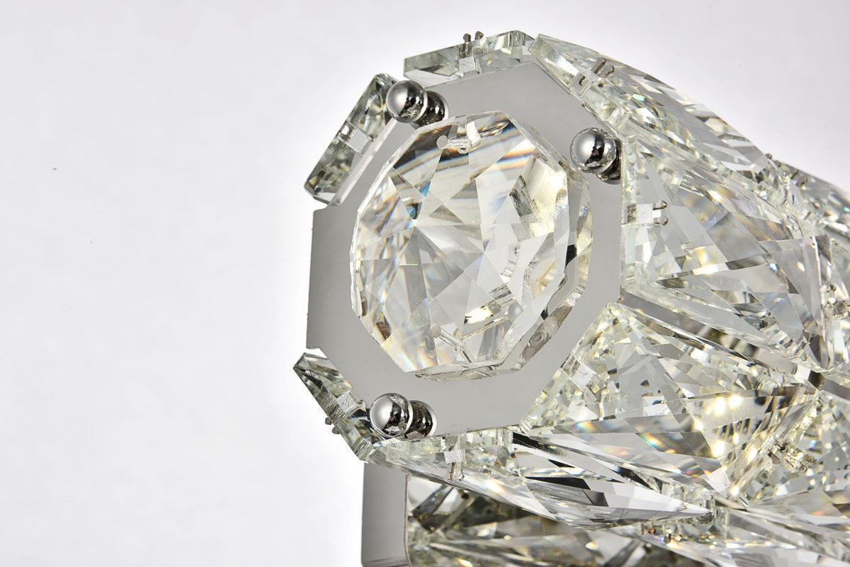 Integrated LED chip light Chrome Wall Sconce Clear Royal Cut Crystal