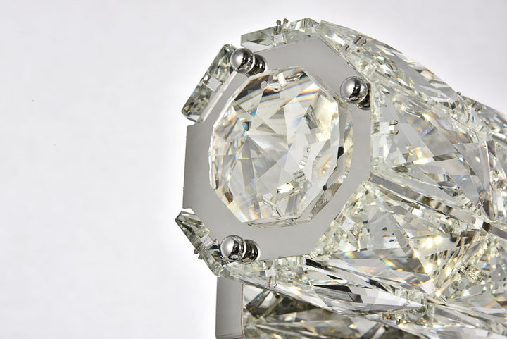 Integrated LED chip light Chrome Wall Sconce Clear Royal Cut Crystal