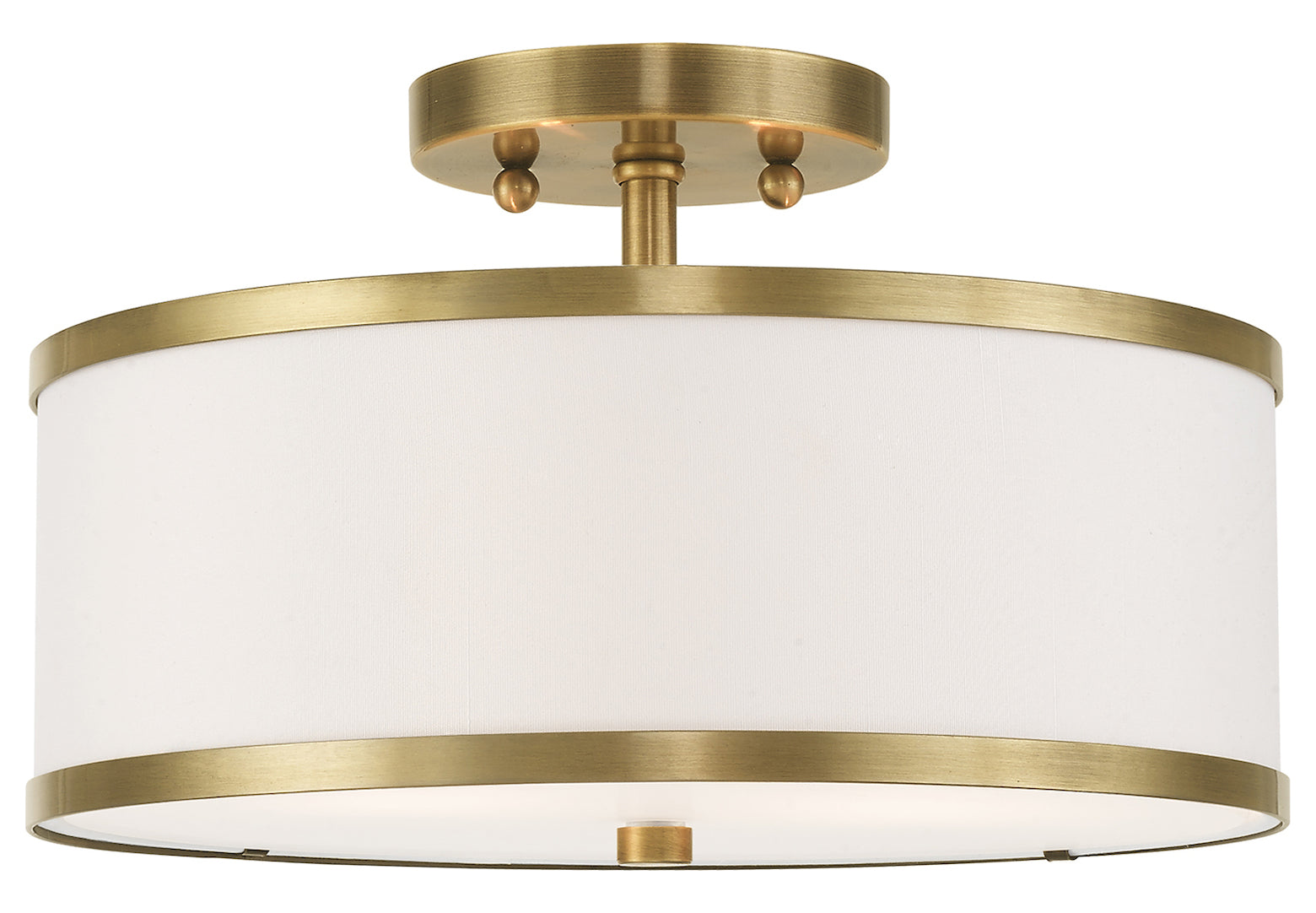 2 Light Ceiling Mount With Off-White Fabric Hardback Shade by Livex Lighting