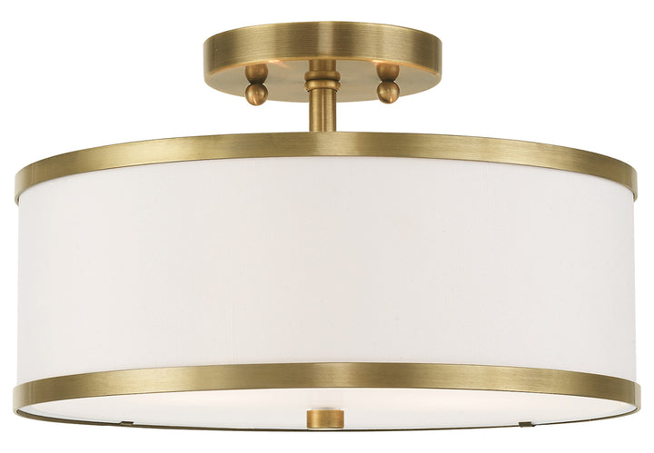 2 Light Ceiling Mount With Off-White Fabric Hardback Shade by Livex Lighting