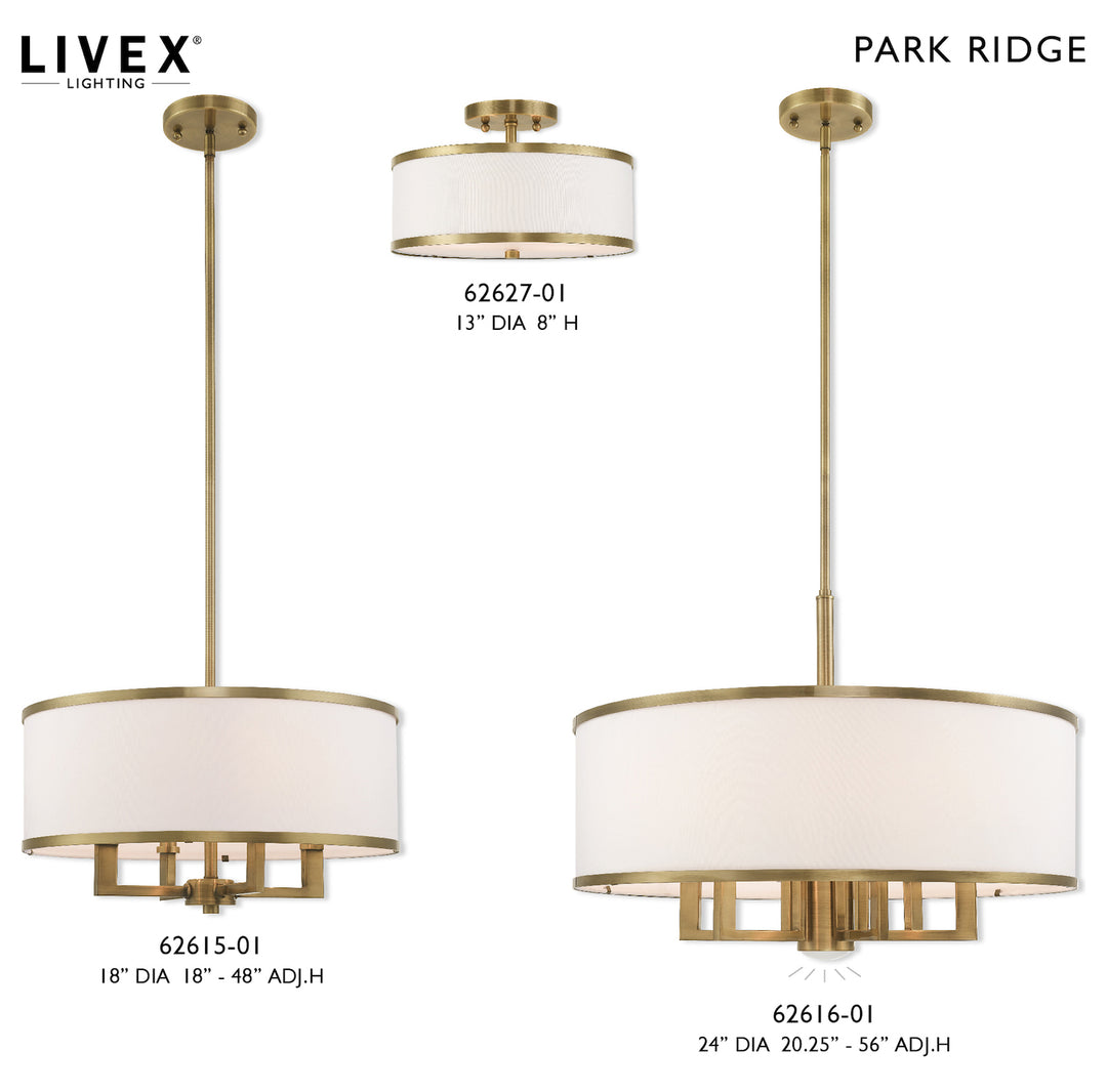 2 Light Ceiling Mount With Off-White Fabric Hardback Shade