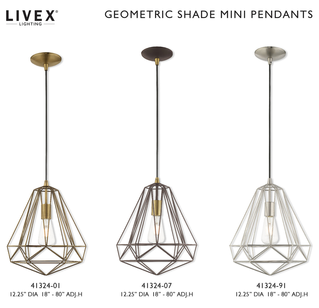 Geometric Shade 12.25 Inch 1 Light Mini Pendant