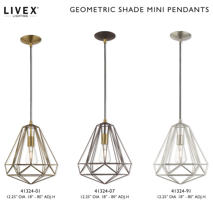 Geometric Shade 12.25 Inch 1 Light Mini Pendant