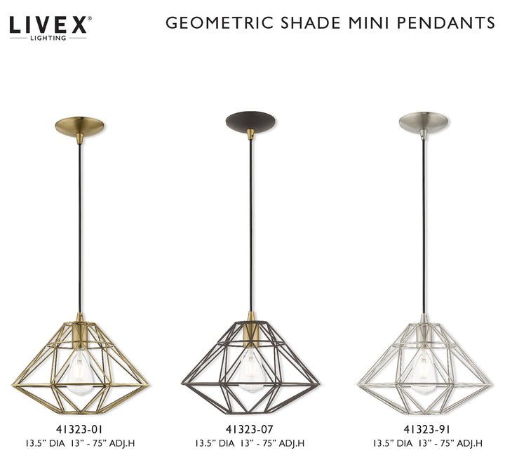 Geometric Shade 13.5 Inch 1 Light Mini Pendant