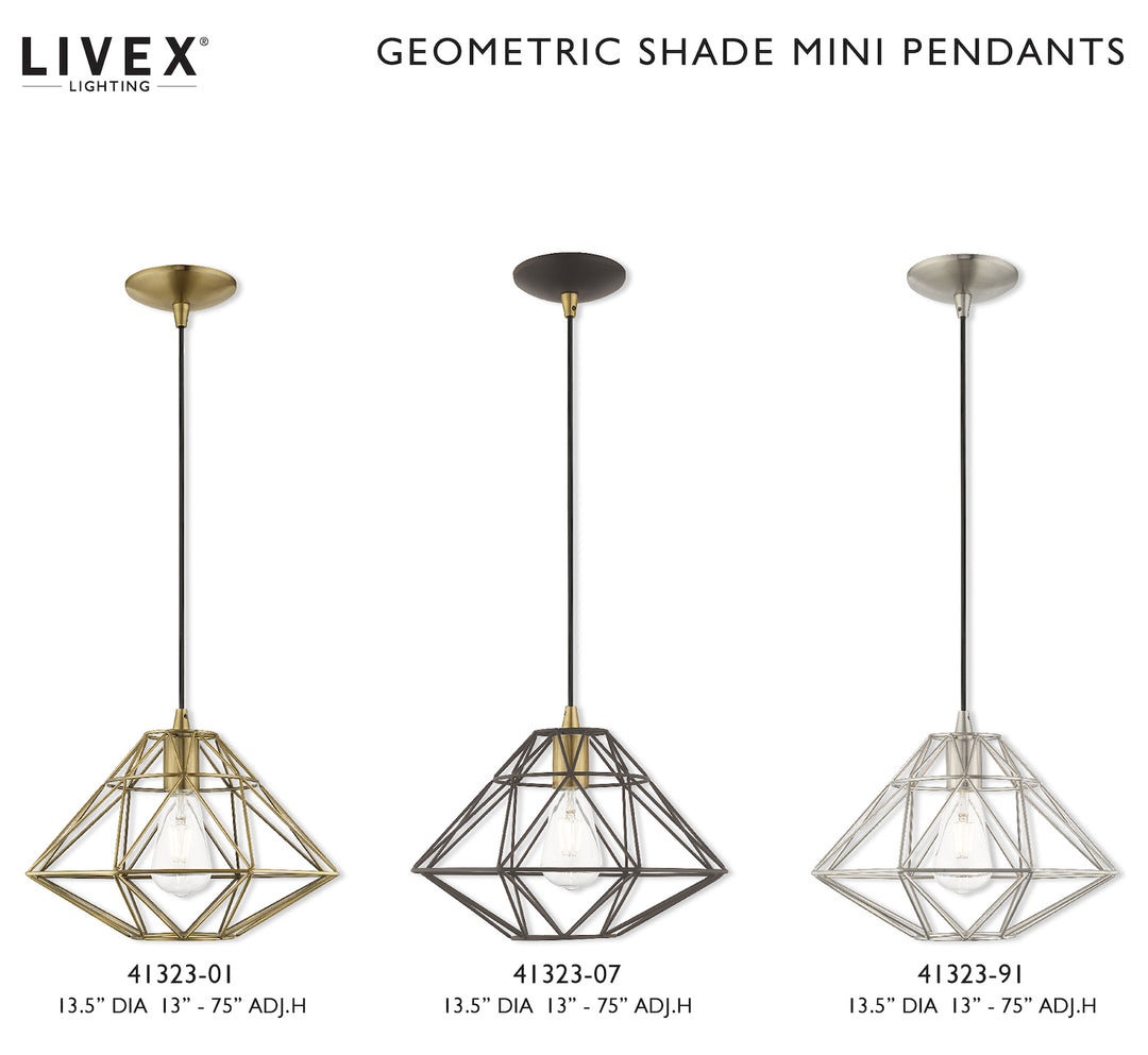 Geometric Shade 13.5 Inch 1 Light Mini Pendant
