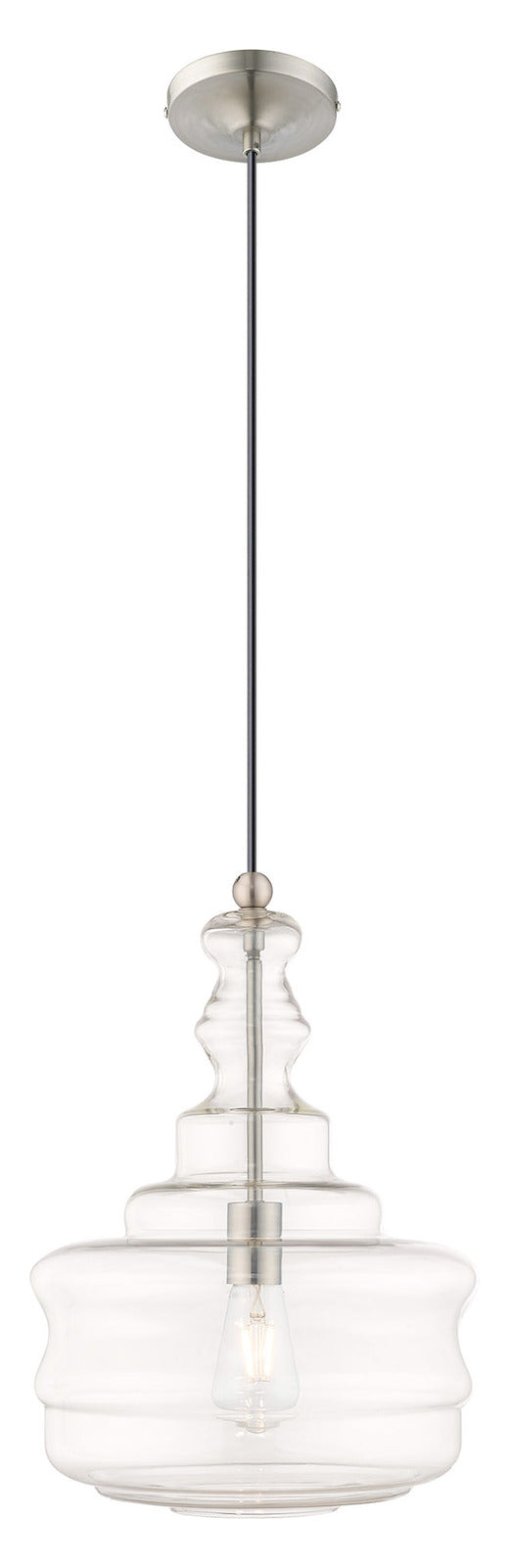 Art Glass 12.625 Inch 1 Light Mini Pendant With Clear Glass by Livex Lighting