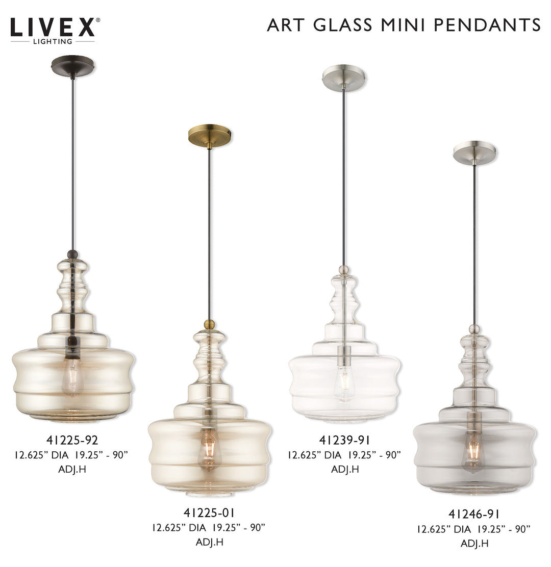 Art Glass 12.625 Inch 1 Light Mini Pendant With Clear Glass