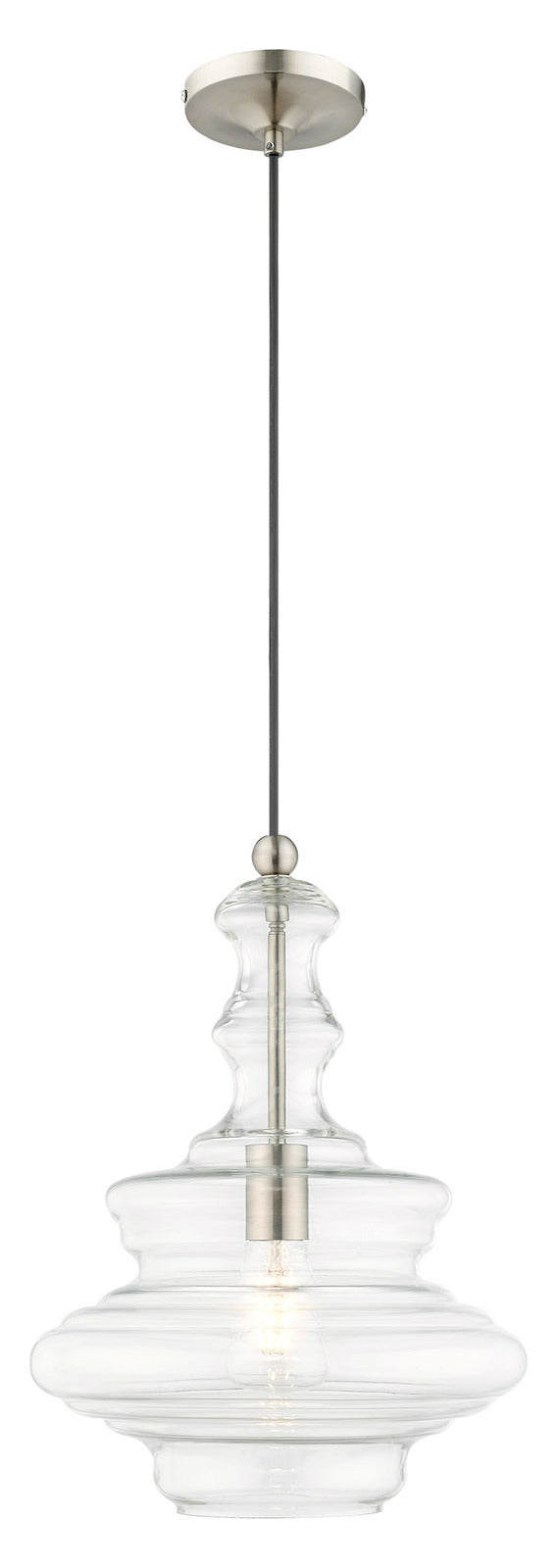 Art Glass 12.25 Inch 1 Light Mini Pendant With Clear Glass by Livex Lighting