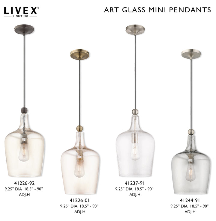 Art Glass 9.25 Inch 1 Light Mini Pendant With Clear Glass