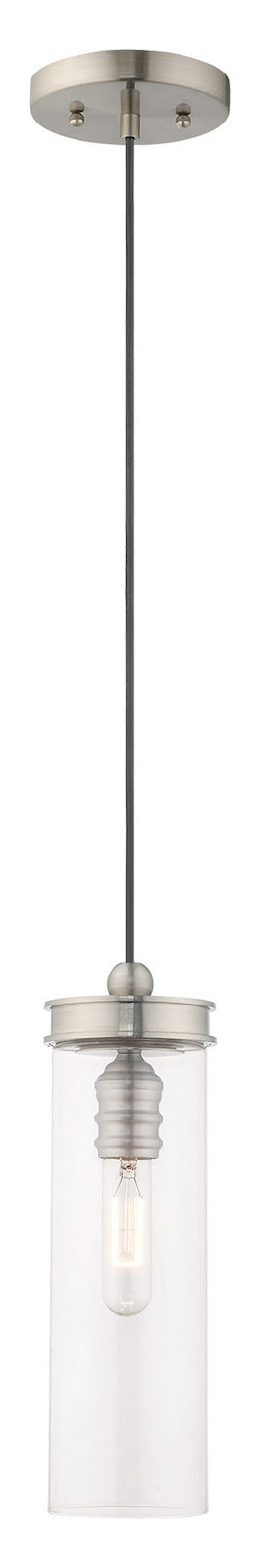 Art Glass 5.125 Inch 1 Light Mini Pendant With Clear Glass by Livex Lighting