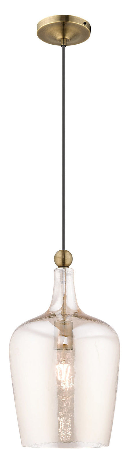Art Glass 9.25 Inch 1 Light Mini Pendant With Champagne Glass by Livex Lighting