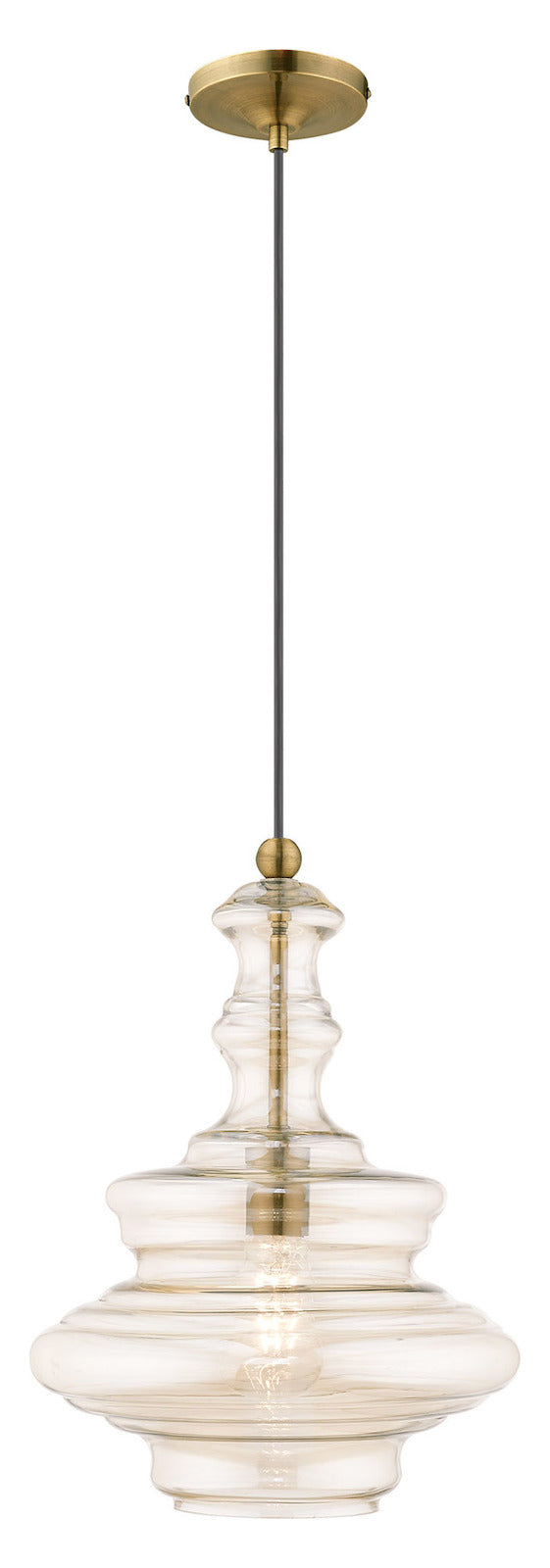 Art Glass 12.25 Inch 1 Light Mini Pendant With Champagne Glass by Livex Lighting