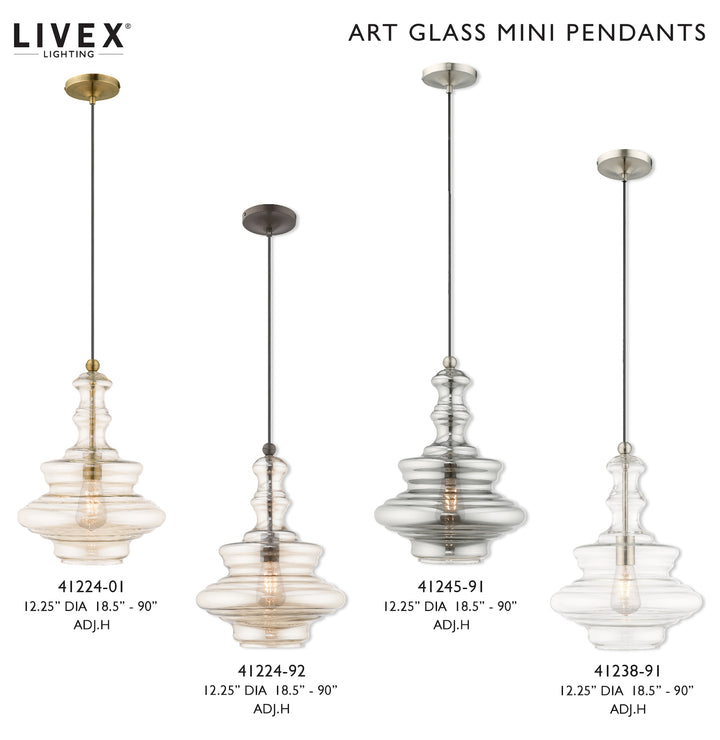 Art Glass 12.25 Inch 1 Light Mini Pendant With Champagne Glass