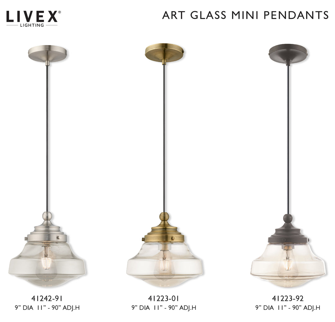 Art Glass 9 Inch 1 Light Mini Pendant With Champagne Glass