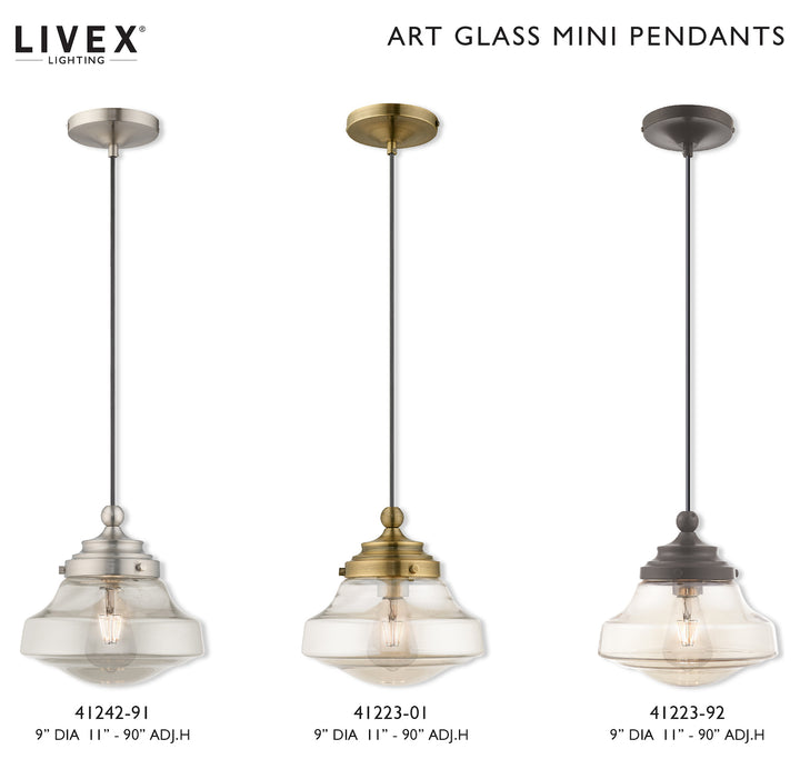 Art Glass 9 Inch 1 Light Mini Pendant With Champagne Glass