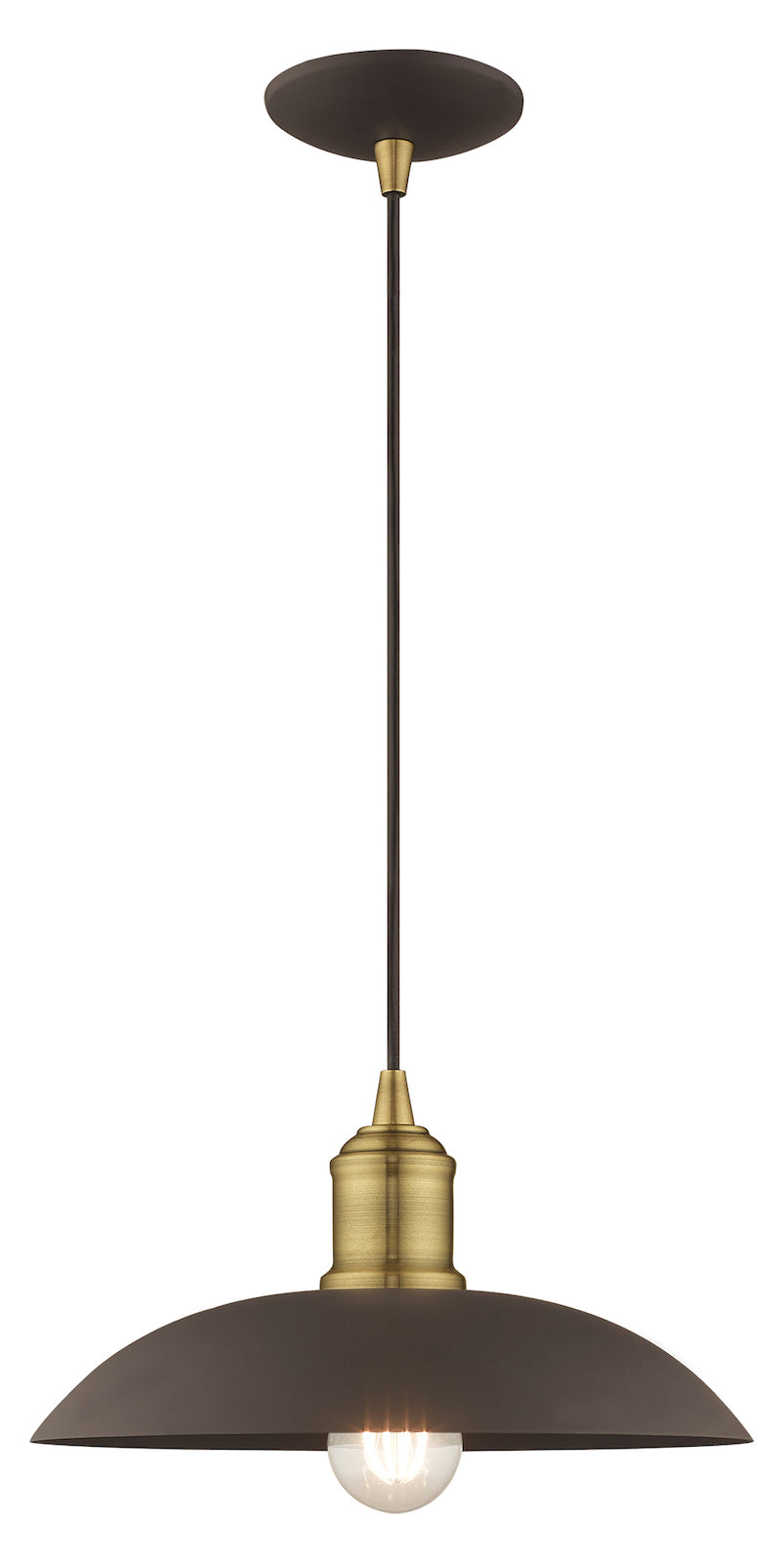 Metal Shade 12.5 Inch 1 Light Mini Pendant by Livex Lighting