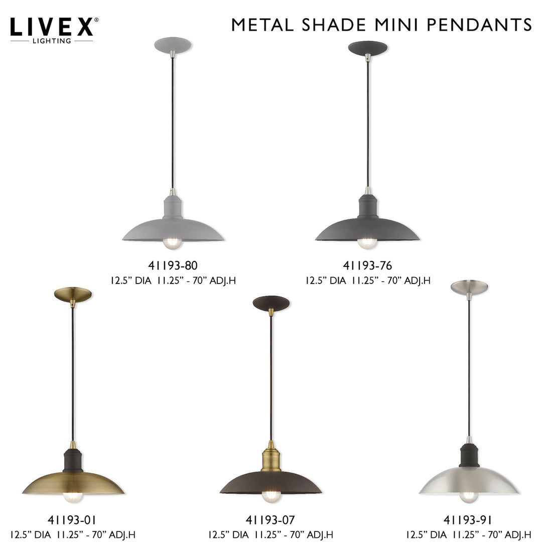 Metal Shade 12.5 Inch 1 Light Mini Pendant