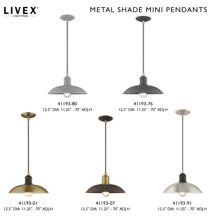 Metal Shade 12.5 Inch 1 Light Mini Pendant