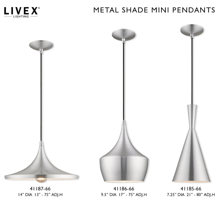 Metal Shade 14 Inch 1 Light Mini Pendant