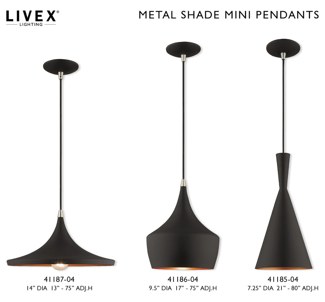 Metal Shade 7.25 Inch 1 Light Mini Pendant