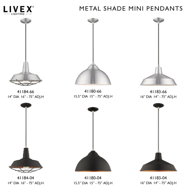 Metal Shade 14 Inch 1 Light Mini Pendant
