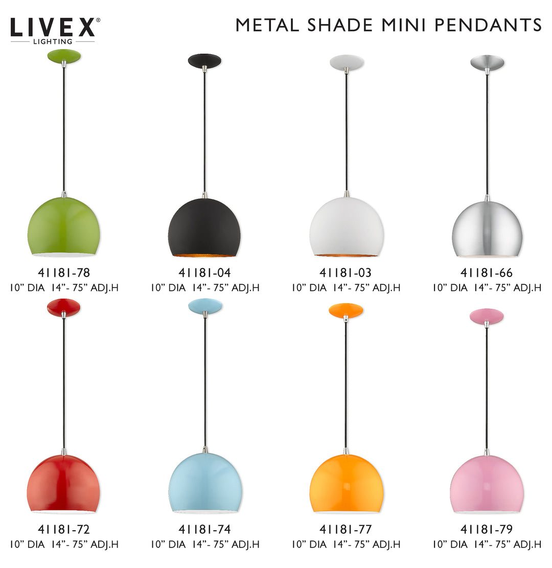 Metal Shade 10 Inch 1 Light Mini Pendant