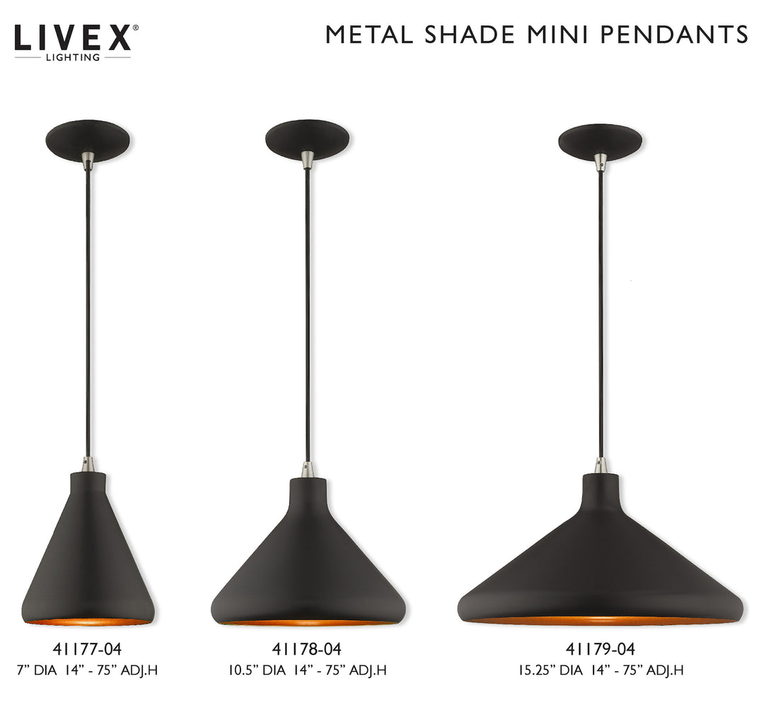 Metal Shade 15.25 Inch 1 Light Mini Pendant
