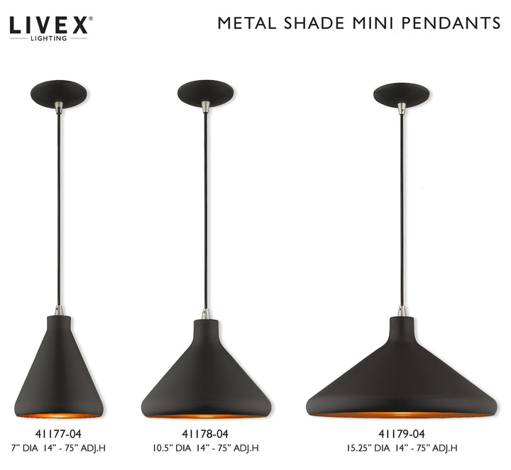 Metal Shade 10.5 Inch 1 Light Mini Pendant