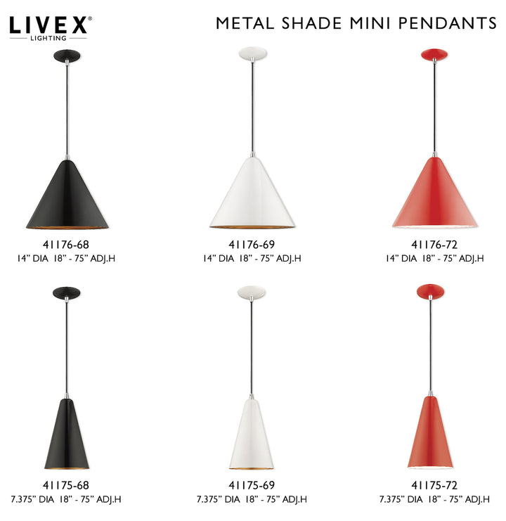 Metal Shade 7.35 Inch 1 Light Mini Pendant