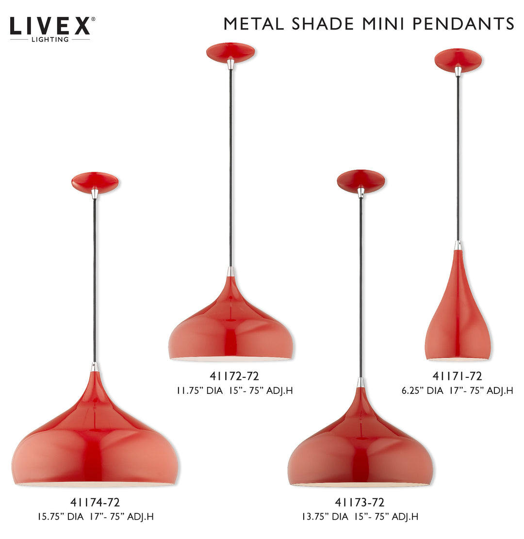 Metal Shade 13.75 Inch 1 Light Mini Pendant