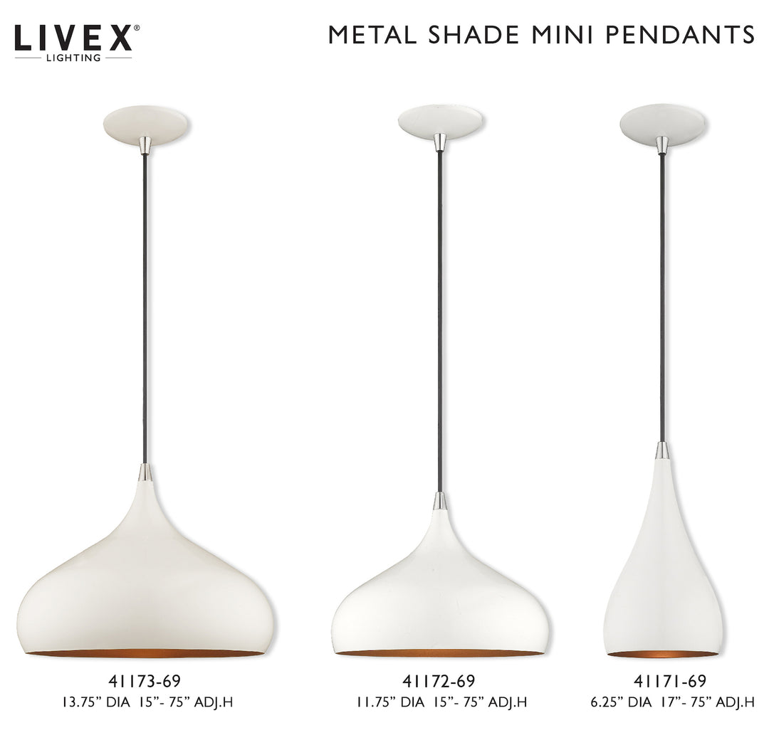 Metal Shade 13.75 Inch 1 Light Mini Pendant