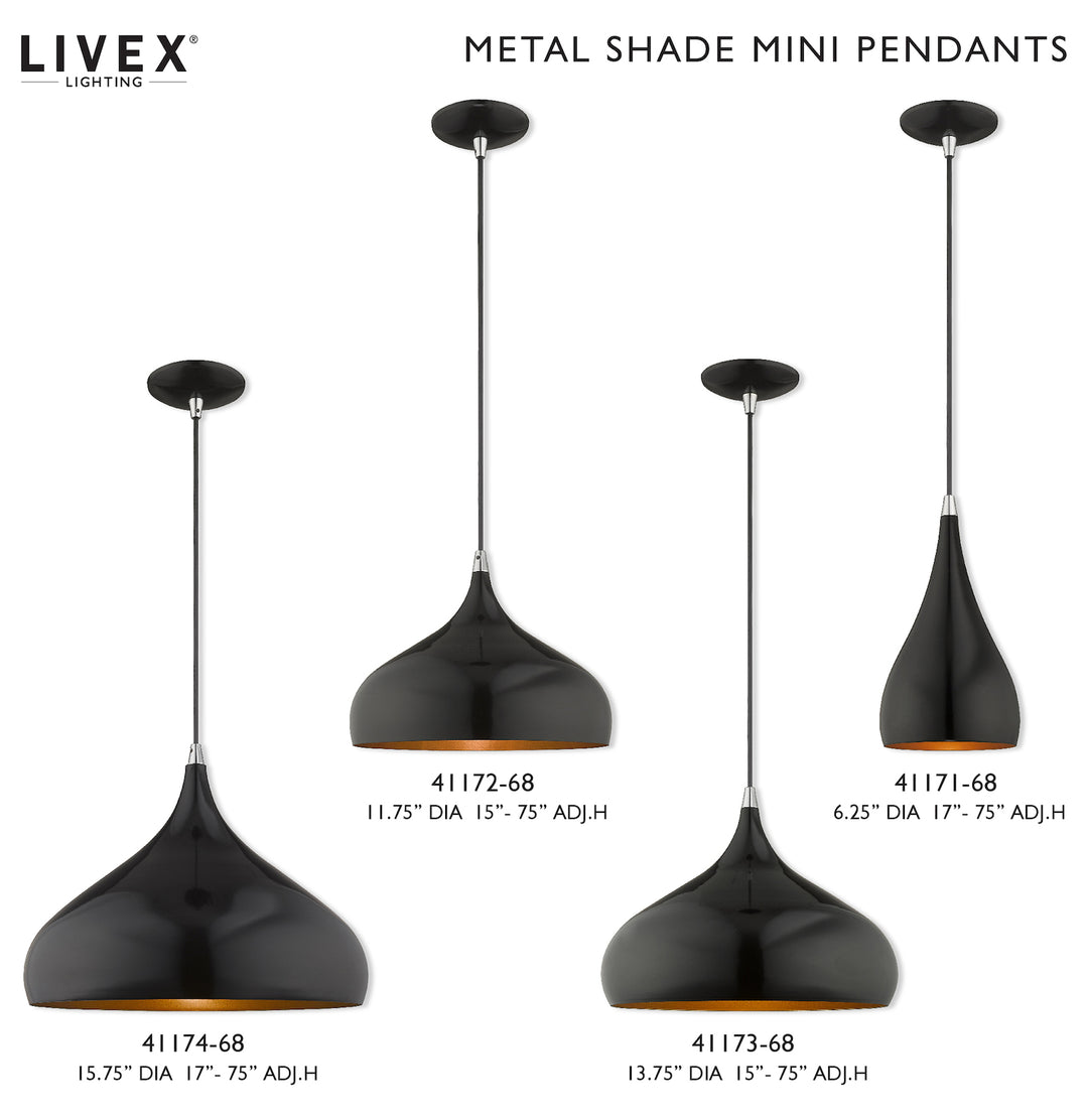 Metal Shade 13.75 Inch 1 Light Mini Pendant