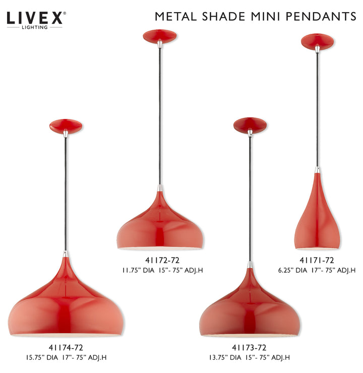 Metal Shade 11.75 Inch 1 Light Mini Pendant