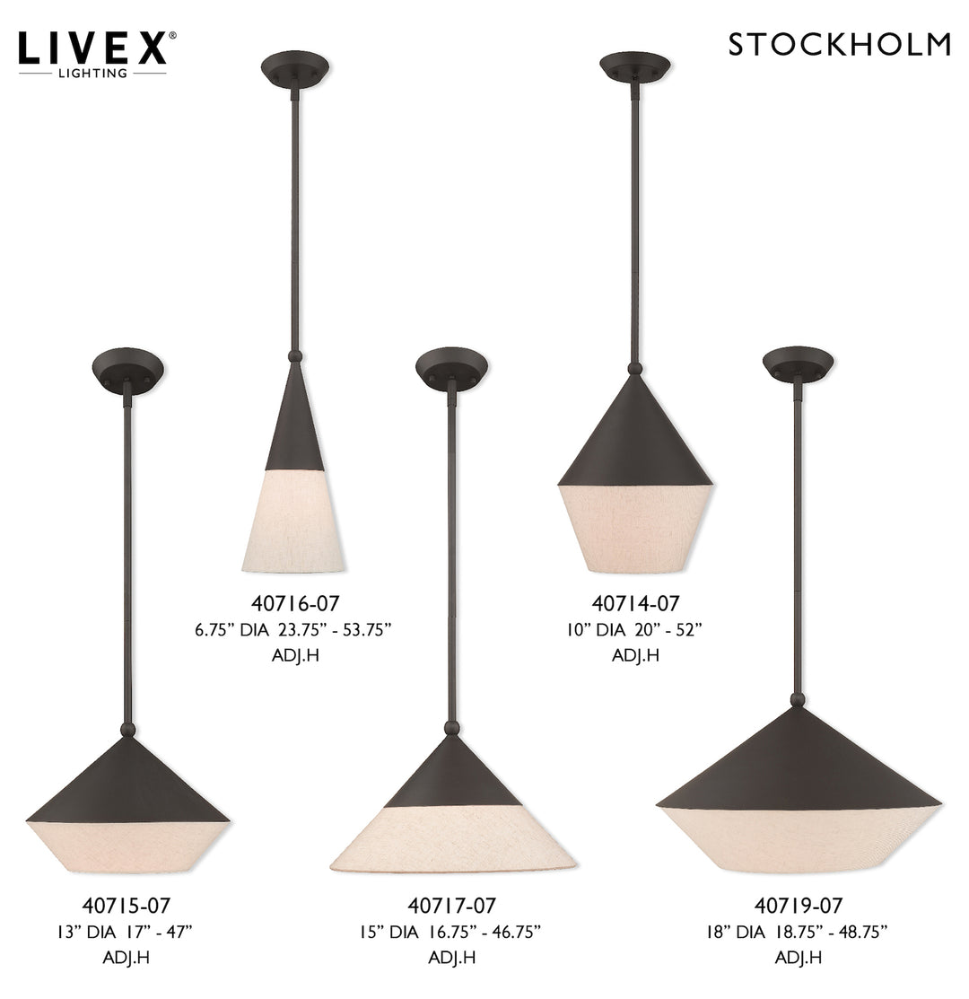 18 Inch 1 Light Pendant With Hand Crafted Hardback Shade