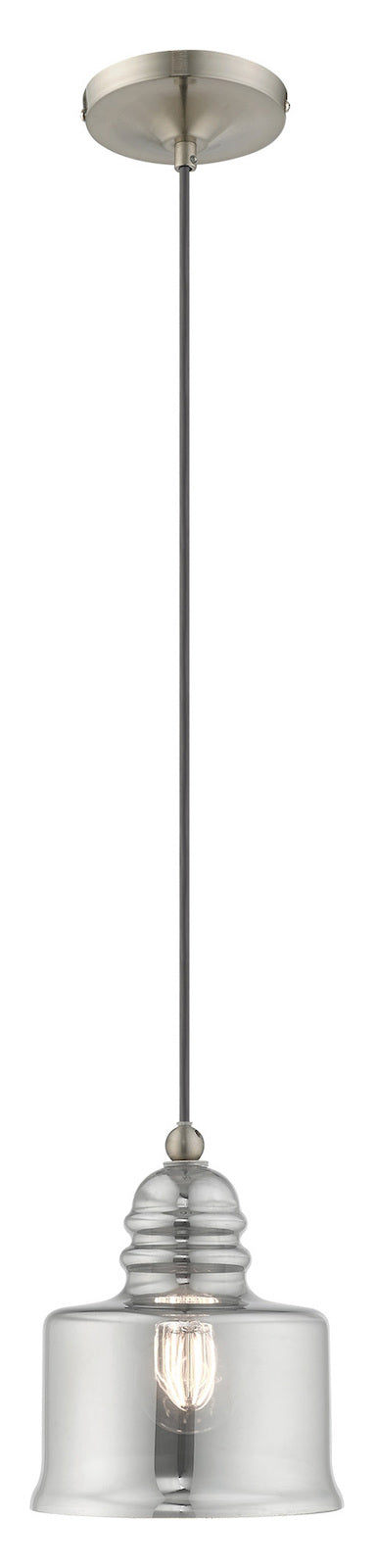 Art Glass 6.75 Inch 1 Light Mini Pendant With Smoke Glass by Livex Lighting